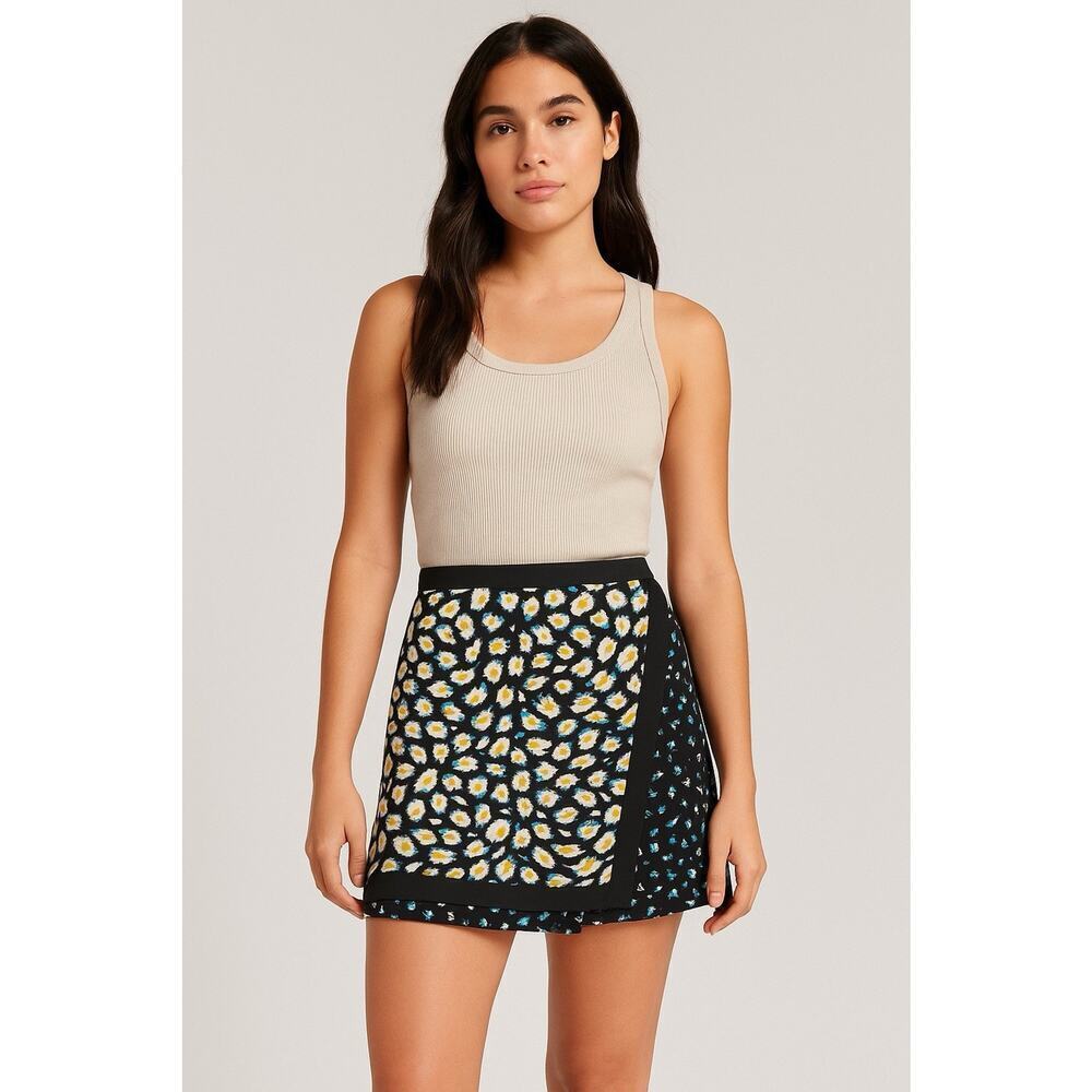 J Crew Graphic Black Pleated Skirt Size 10‎ Polyester Skirt Boho Schick
